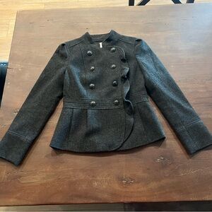 LOFT Charcoal Double-Breasted Blazer